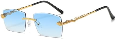 

Новые солнцезащитные очки Polygon Rimless Sunglasses 2023 года для женщин, ретро-стиль с змеиным узором, прозрачные очки для мужчин, защита от УФ-излучения UV400 MTZJH, Blue Gradient