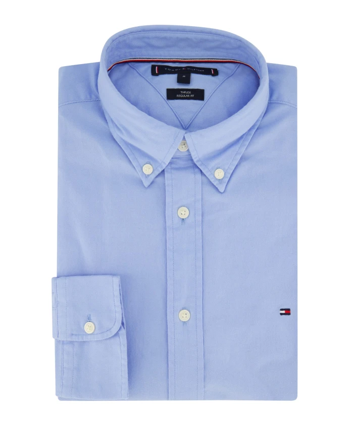 

Рубашка прямого кроя с вышивкой флага Tommy Hilfiger, синий