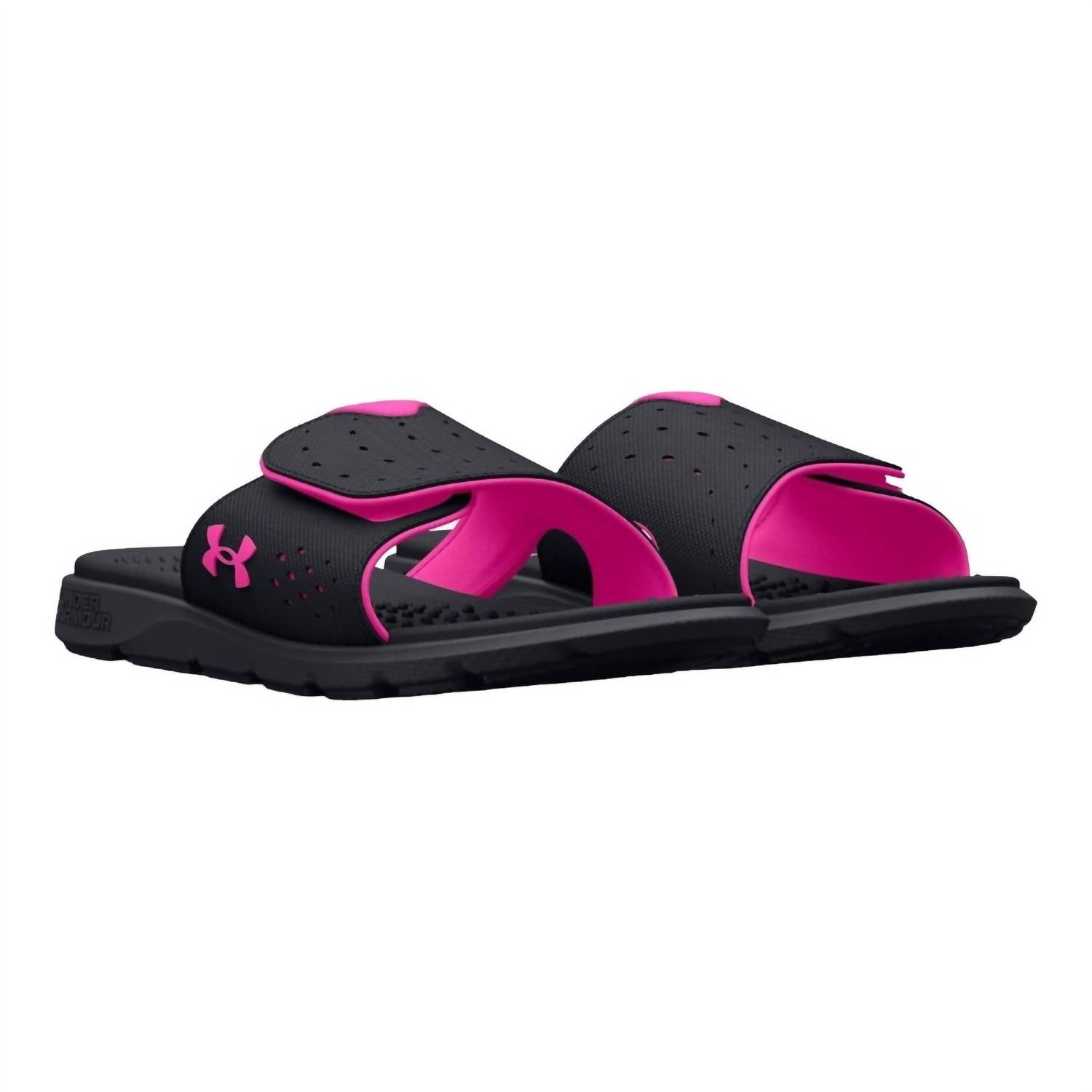 Женские слайды Ignite Pro в черном и розовом цвете Rebel Pink Under Armour — фото 4