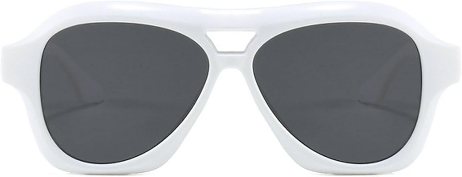 

Модные солнцезащитные очки-пилот с двойной перемычкой для женщин, в стиле ретро, ​​сине-зеленые, с защитой от УФ-излучения UV400, для мужчин, в тренде, в стиле панк mincl, White Gray