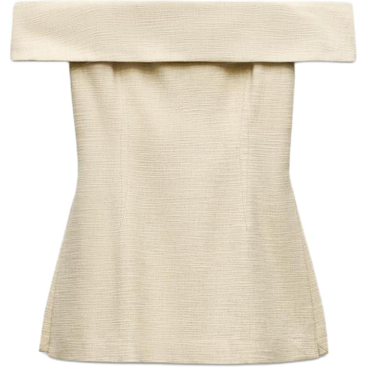 Футболка-майка женская светло-бежевая ZARA — фото 2