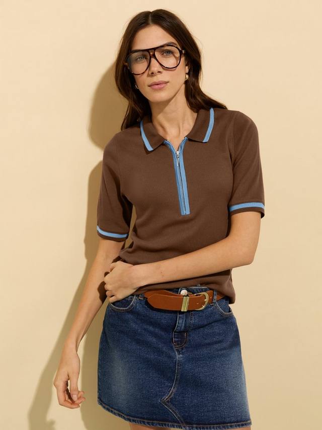 

Топ с застежкой-молнией на воротнике из органического хлопка Naomi Baukjen