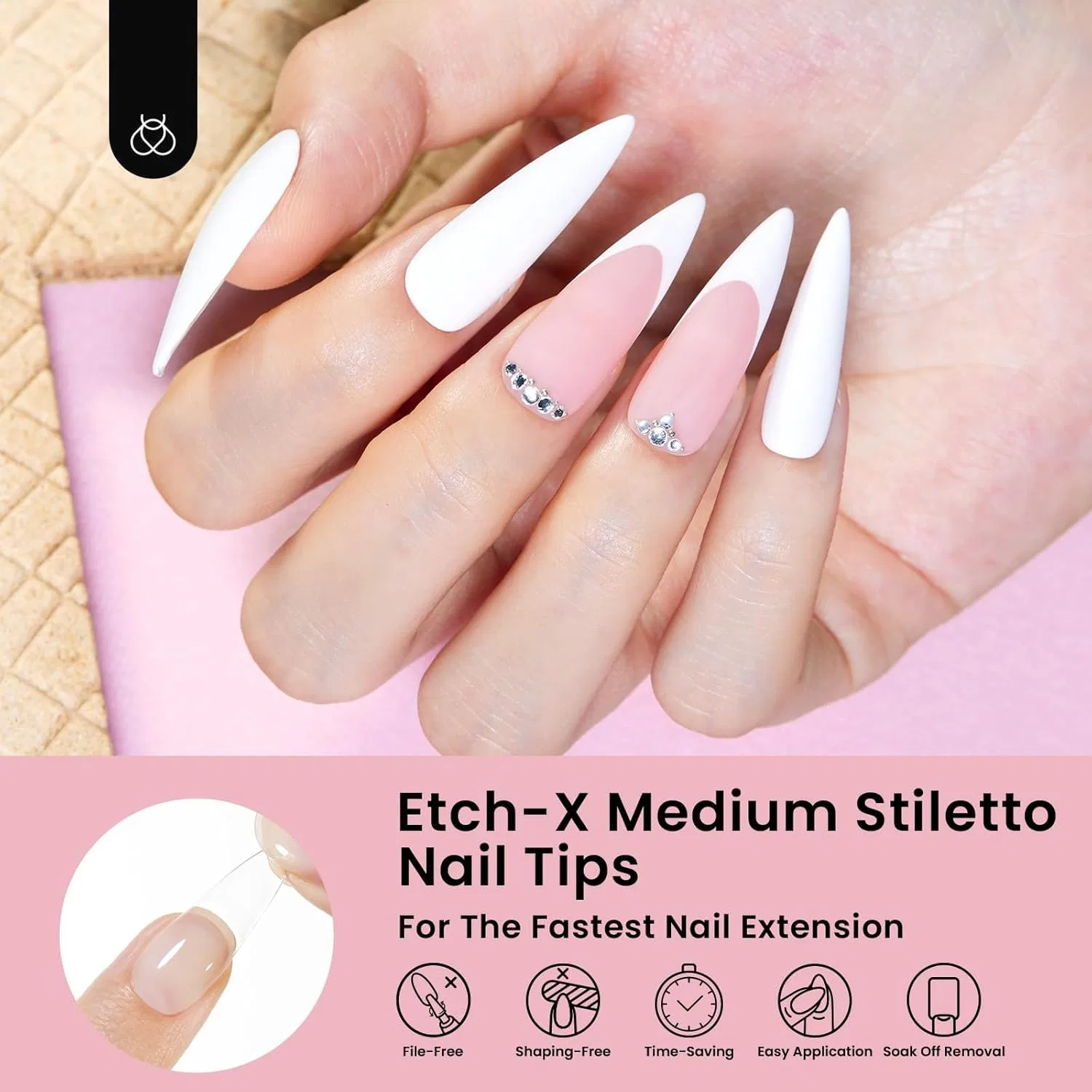 Накладные ногти Beetles Gel Nail Tips Stiletto Medium Etch-X, 576 шт. Beetles Gel Polish, Stiletto Medium 576 Pieces — фото 4