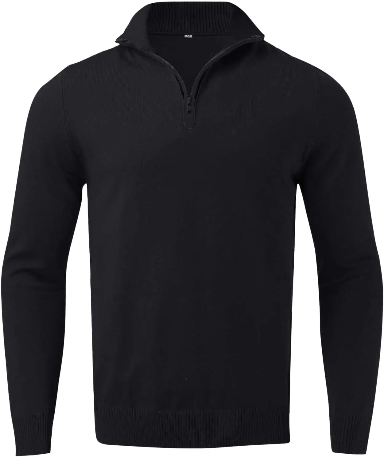 Мужской свитер с четвертью молнии, классический вязаный пуловер, Slim Fit, легкий, с фактурным воротником и длинными рукавами — фото 4
