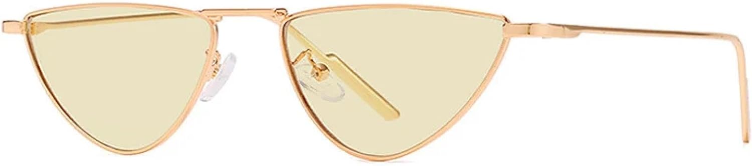 

Панк-металлические солнцезащитные очки «кошачий глаз» для женщин и мужчин, винтажные солнцезащитные очки, модные женские очки «кошачий глаз», золотисто-черные очки с защитой от УФ-излучения UV400 TKKTLLT, Gold-yellow