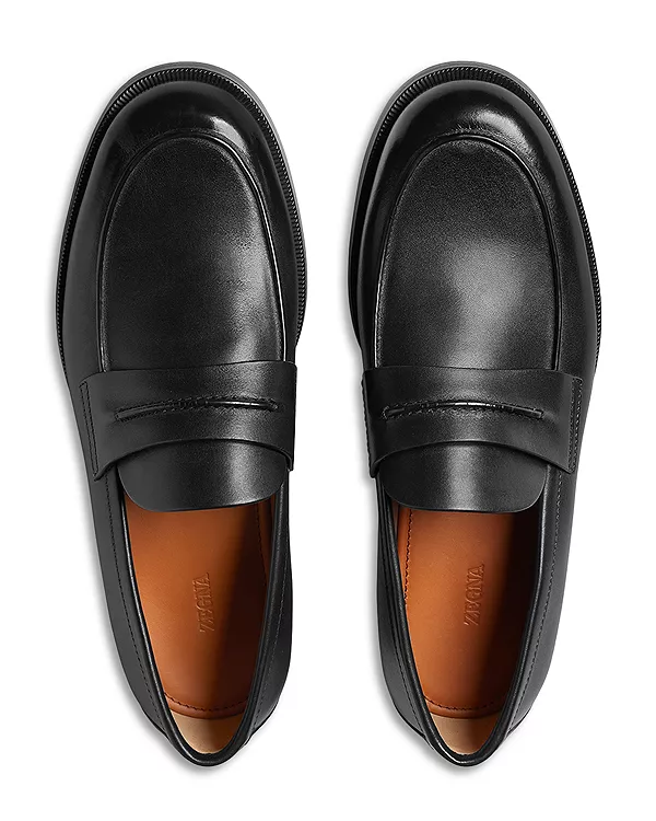 Мужские кожаные лоферы мокасины корсо Zegna, черный — фото 3