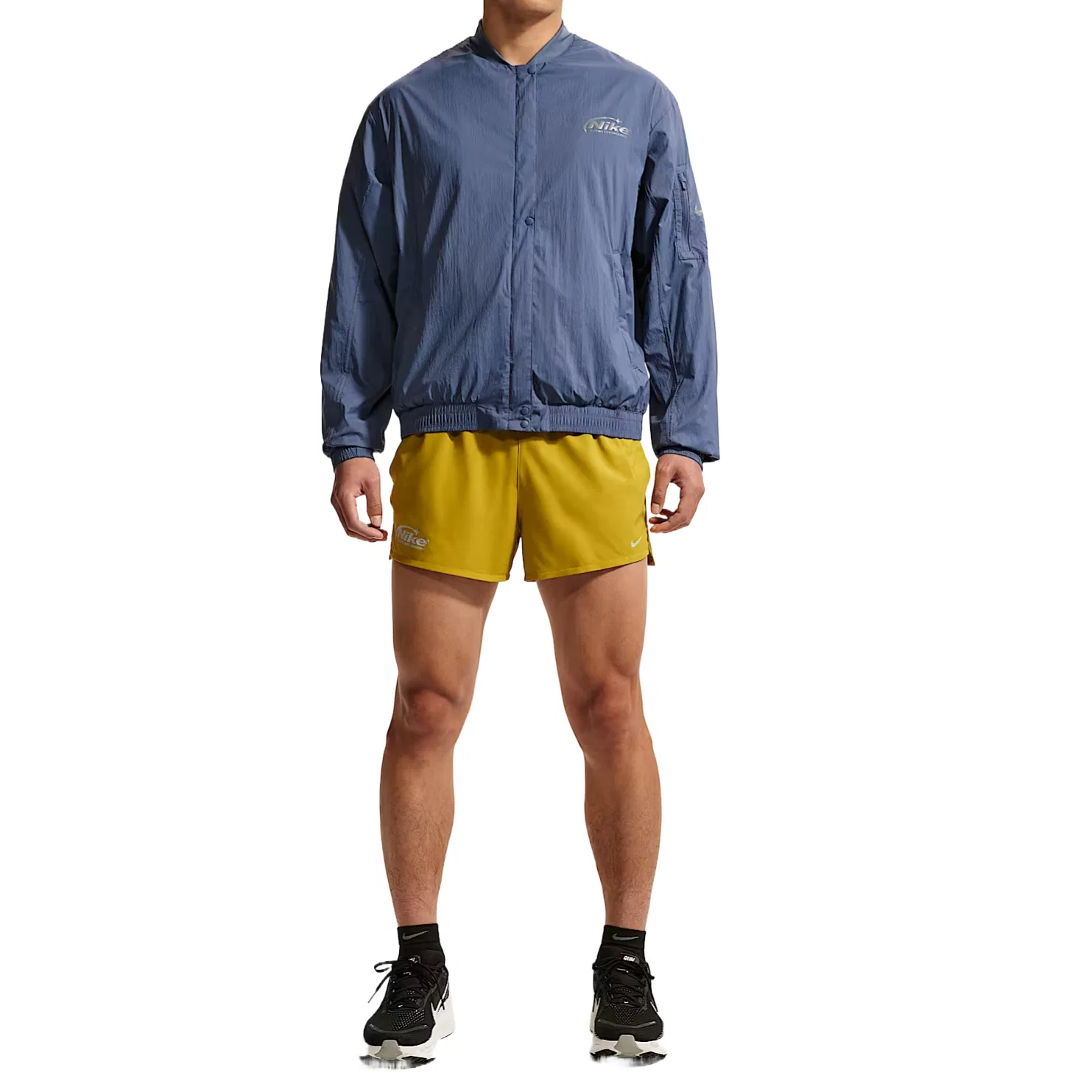 Куртка беговая мужская Fen Blue, стойка, средняя плотность Nike