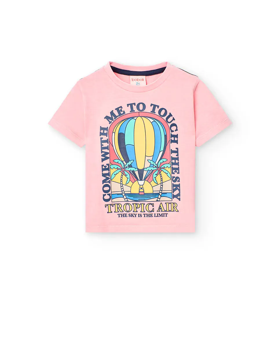 

Baby boy футболка с коротким рукавом и круглым вырезом Boboli, цвет Rosa