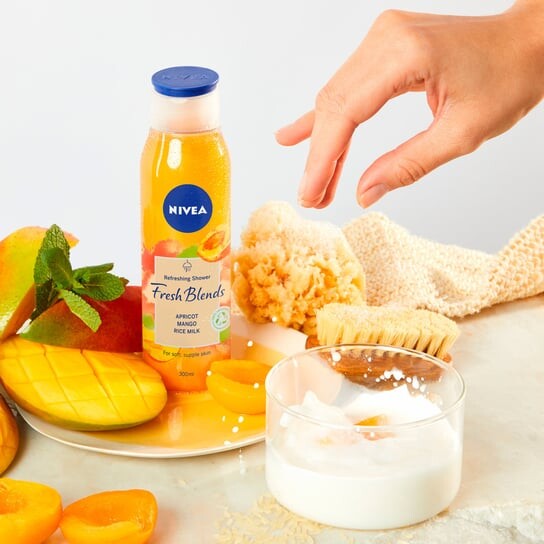 Освежающий гель для душа «Абрикос, манго и рисовое молоко» 300мл Nivea, Fresh Blends Refreshing Shower — фото 4