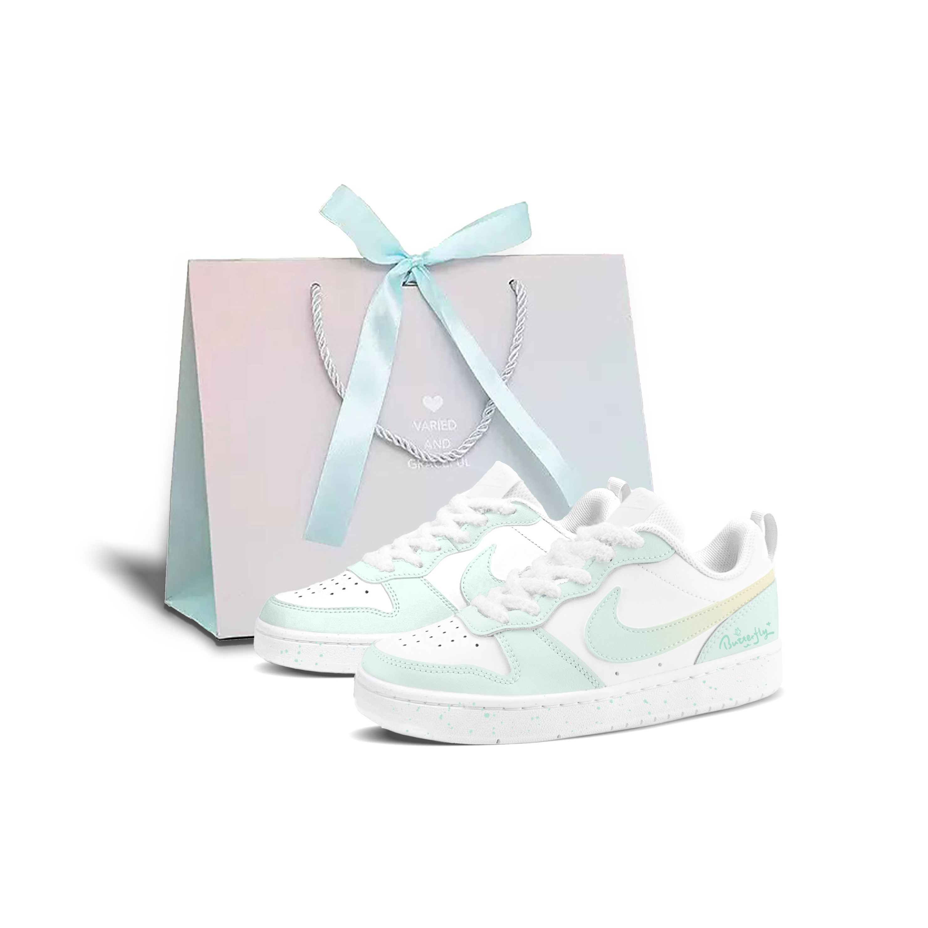 

Детские скейтерские кроссовки Court Borough для младших школьников Nike, белый/зеленый