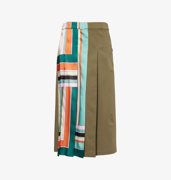 

Юбка миди Lallo из хлопковой смеси в стиле пэчворк Weekend Max Mara, цвет kaki