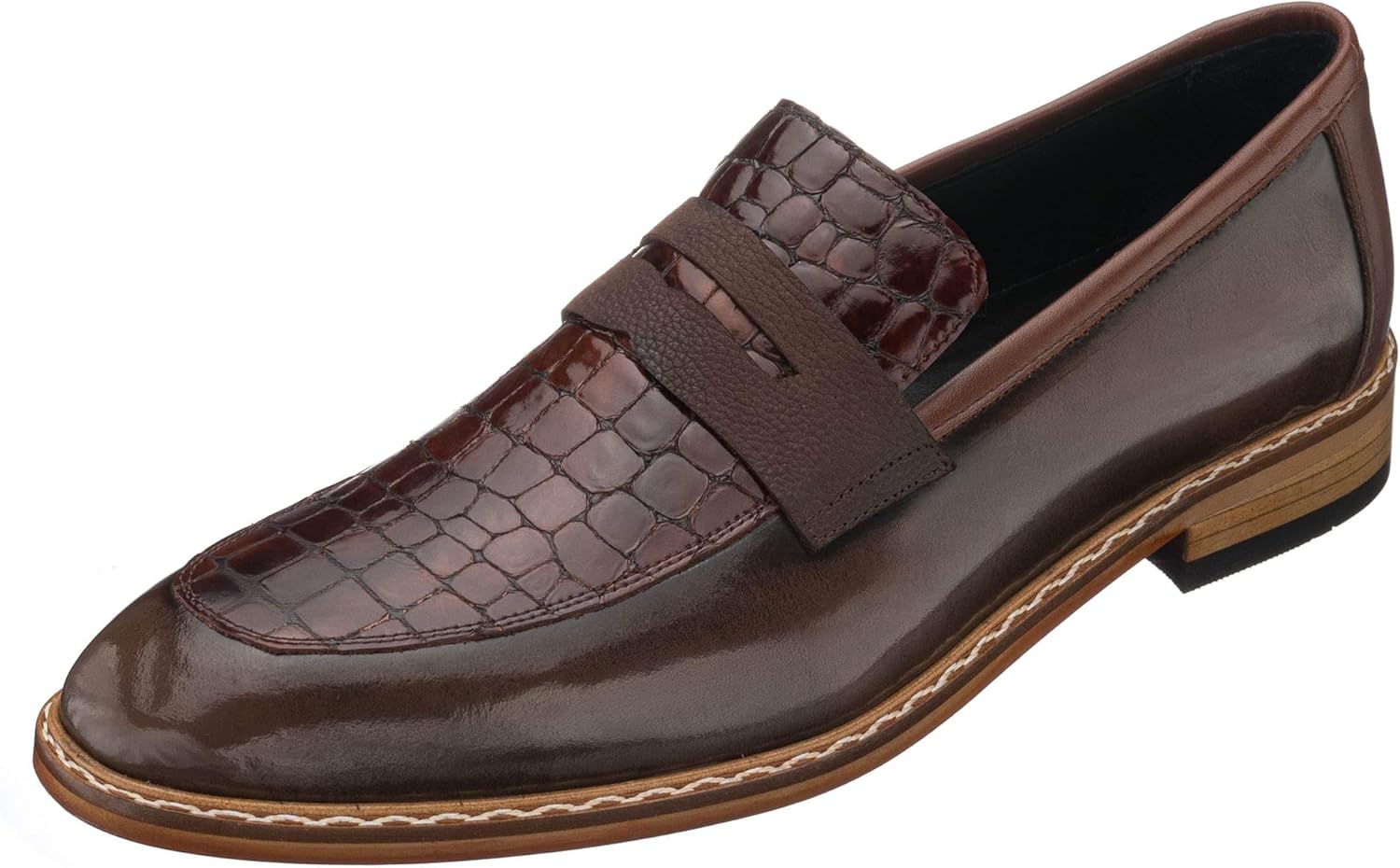 

Мужские коричневые лоферы DALGALA из кожи с крокодиловым принтом, ручной работы, классические туфли-дерби