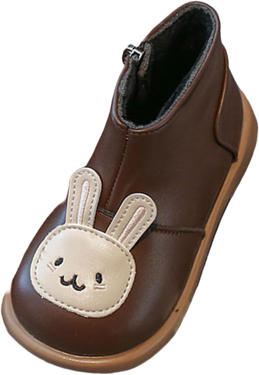 

Детские короткие ковбойские сапожки с милым принтом кролика, низкий каблук, ботинки-комбат для детей, плюшевые, удобные, противоскользящие сапожки для маленьких ковбоев Generic, Brown