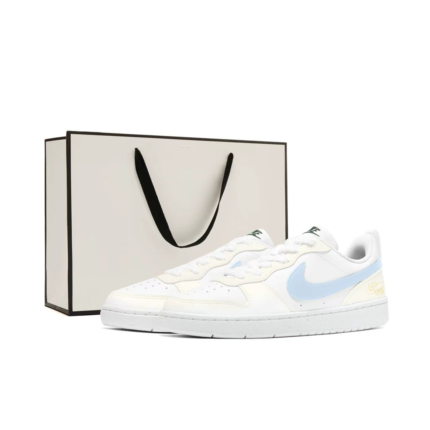 

Court Borough нескользящие, устойчивые к истиранию, с амортизацией, дышащие низкие детские скейтбординг кроссовки Nike, синий/желтый