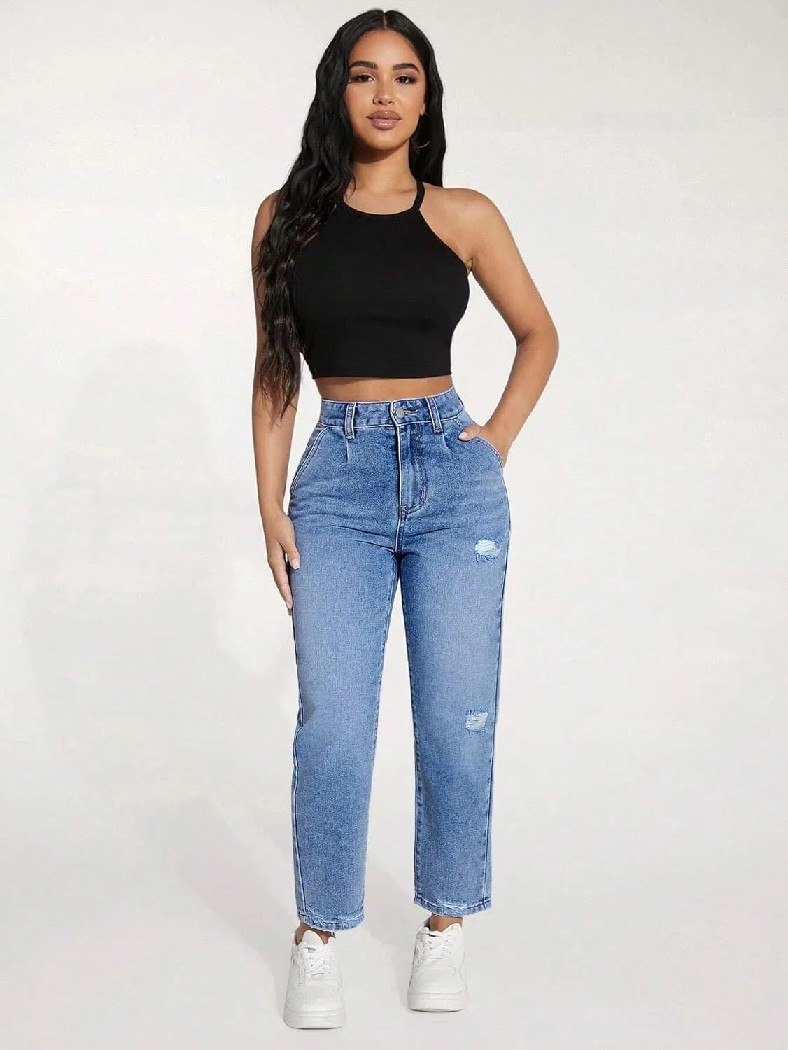 Джинсы свободные, Light Wash, Baggy Jeans Women — фото 3