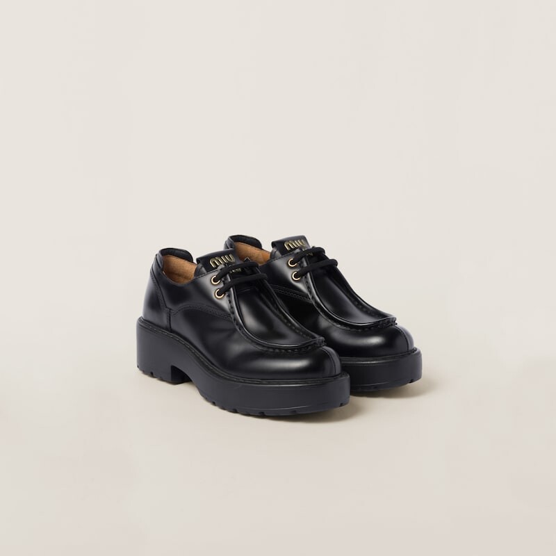 Кожаные туфли на шнуровке Miu Miu, черный
