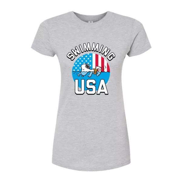 

Футболка Juniors с принтом «Peanuts Snoopy USA Swim» Licensed Character, серый