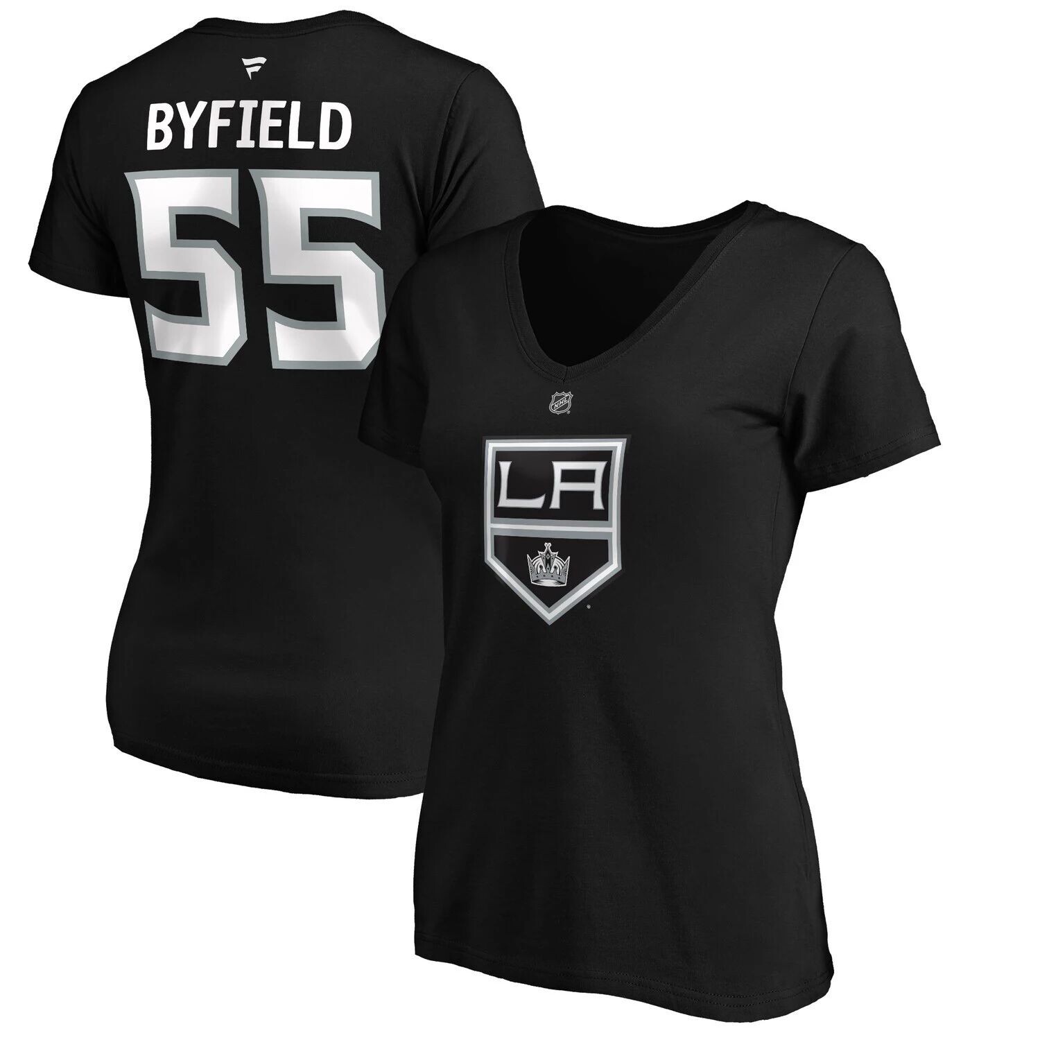 

Женская футболка Fanatics с логотипом Quinton Byfield, черная футболка Los Angeles Kings с аутентичными названиями и номерами с v-образным вырезом Fanatics, Черный, Женская футболка Fanatics с логотипом Quinton Byfield, черная футболка Los Angeles Kings с