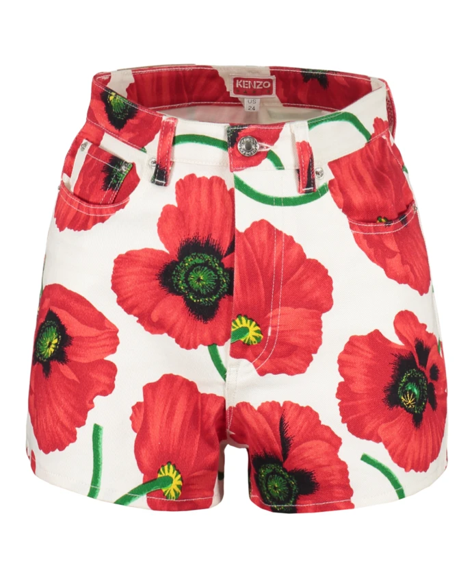 

Джинсовые шорты с цветочным узором и обрезанными краями. Kenzo, мультиколор