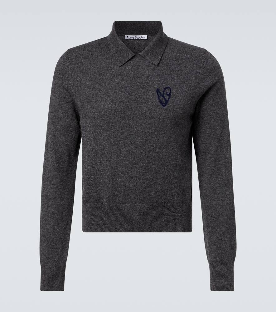 

Джерси поло из жаккардовой шерсти и яка Acne Studios, Dark Grey Melange