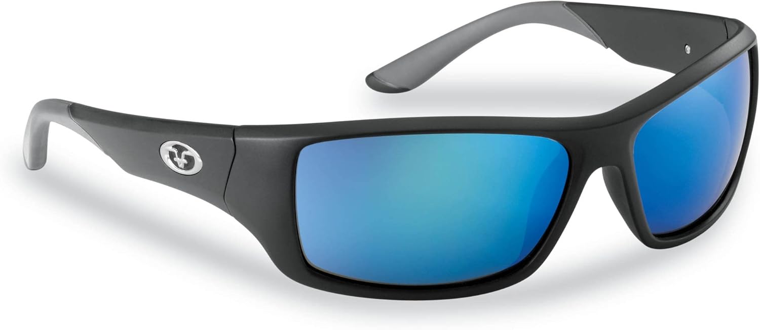 

Поляризованные солнцезащитные очки Flying Fisherman Triton с УФ-блокировкой AcuTint для рыбалки и занятий спортом на открытом воздухе, Matte Black Frames/Smoke-blue Mirror Lenses