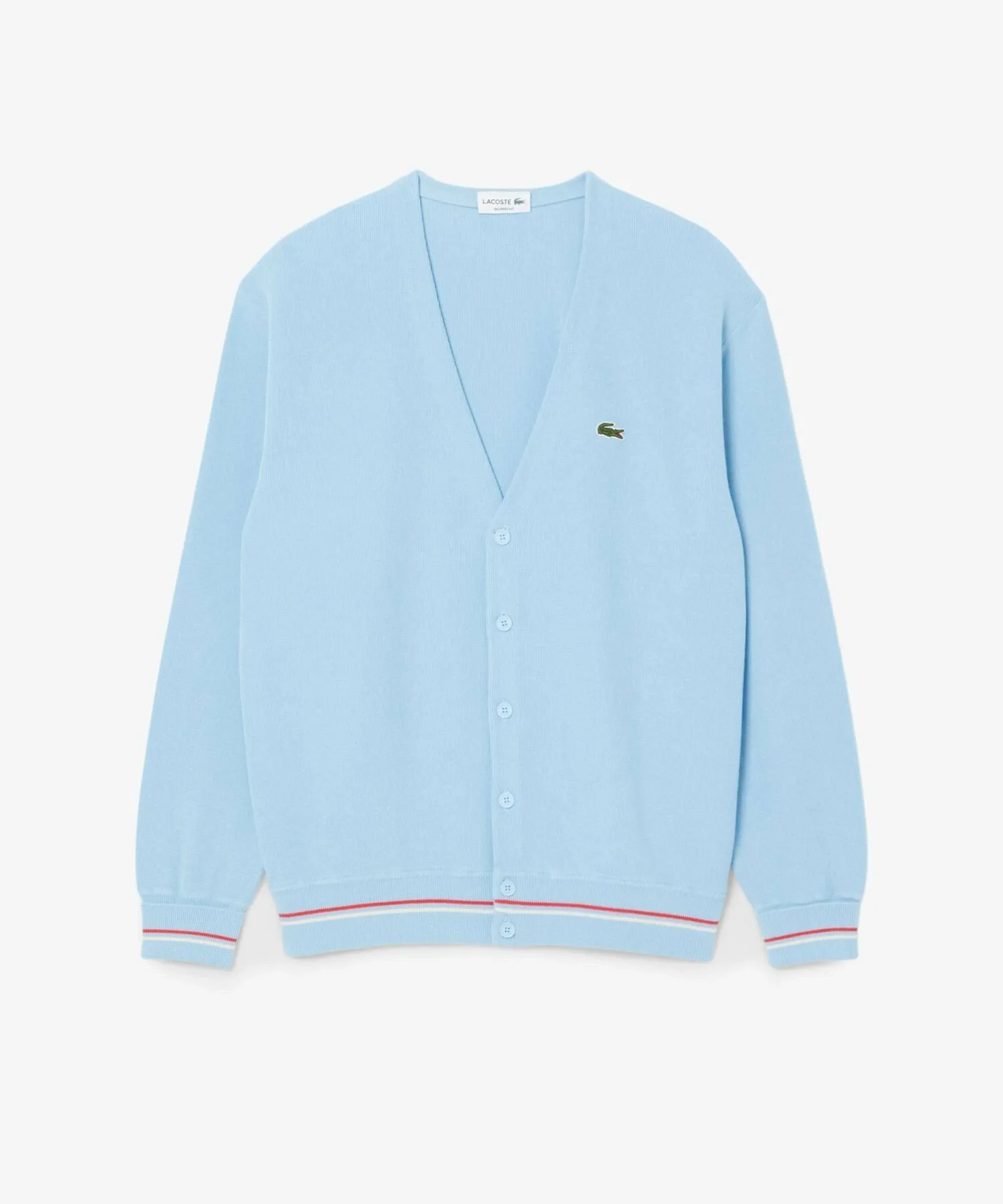 Кардиган из хлопка, связанный резинкой LACOSTE, Light blue — фото 3
