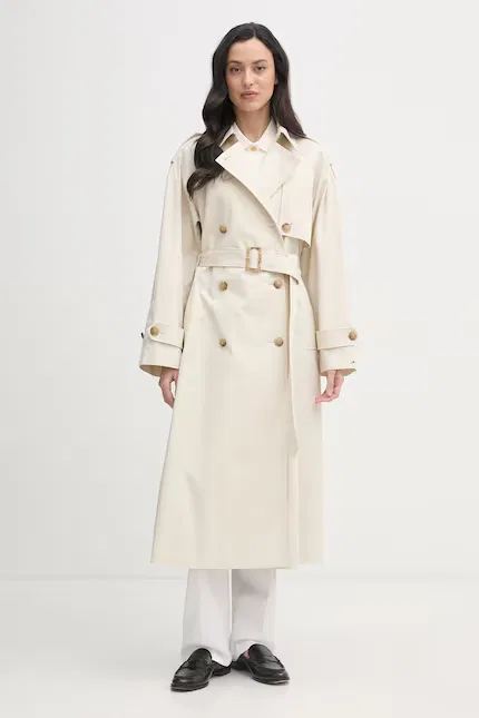Пальто тренч из хлопка Tommy Hilfiger, бежевый
