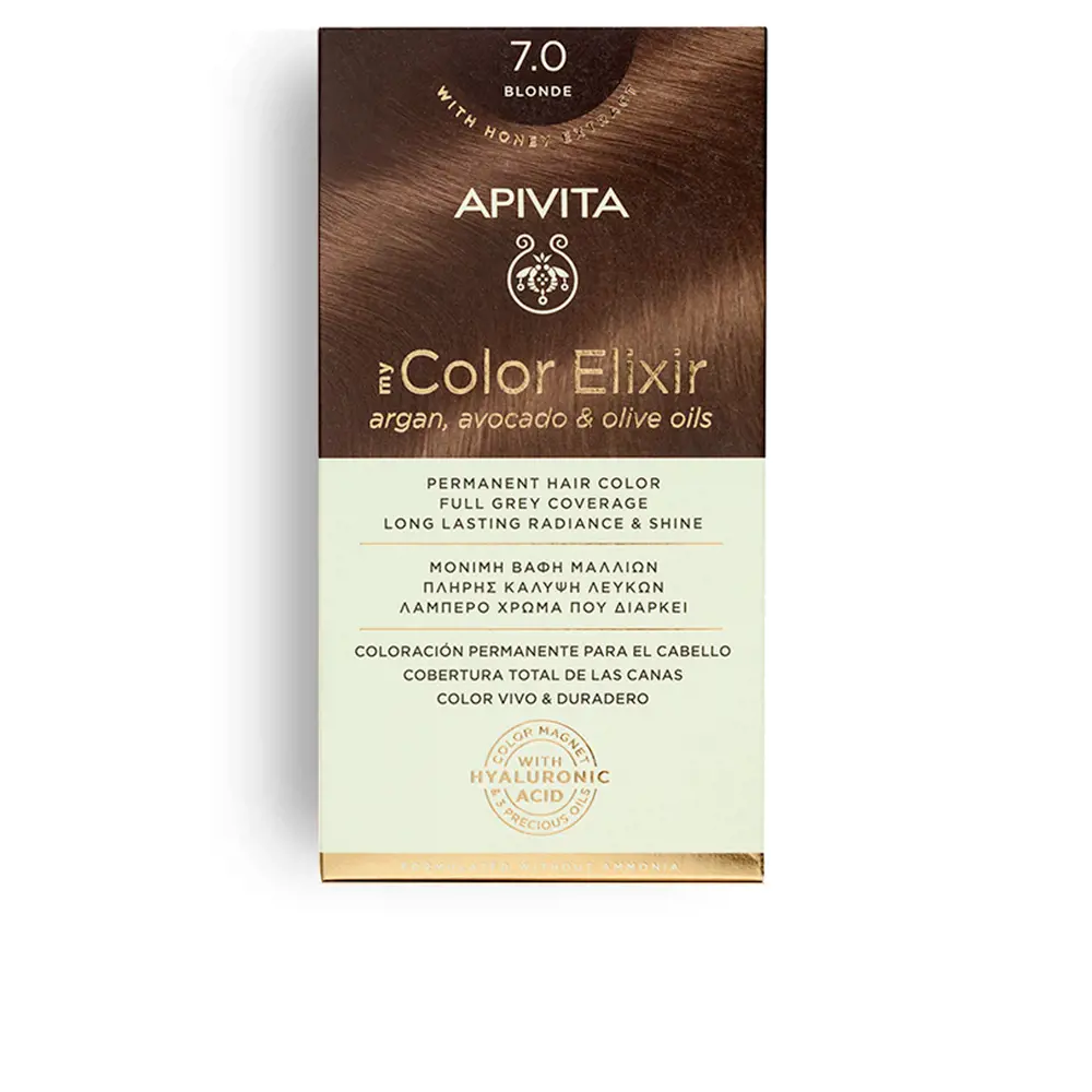

Краска для волос My color elixir coloración permanente Apivita, цвет 7.0, 1 шт.