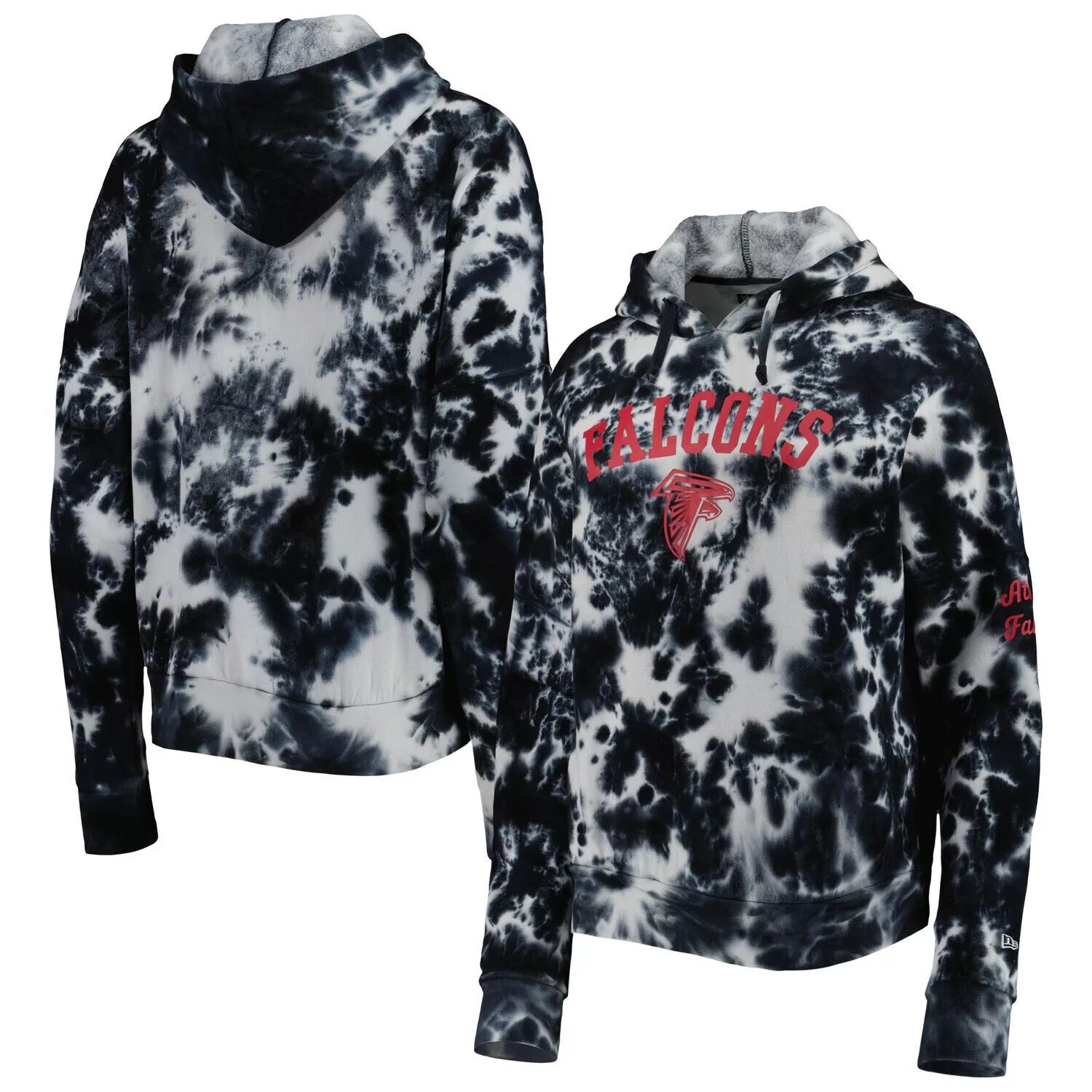 

Женский флисовый пуловер с капюшоном New Era Black Atlanta Falcons Cloud Dye New Era