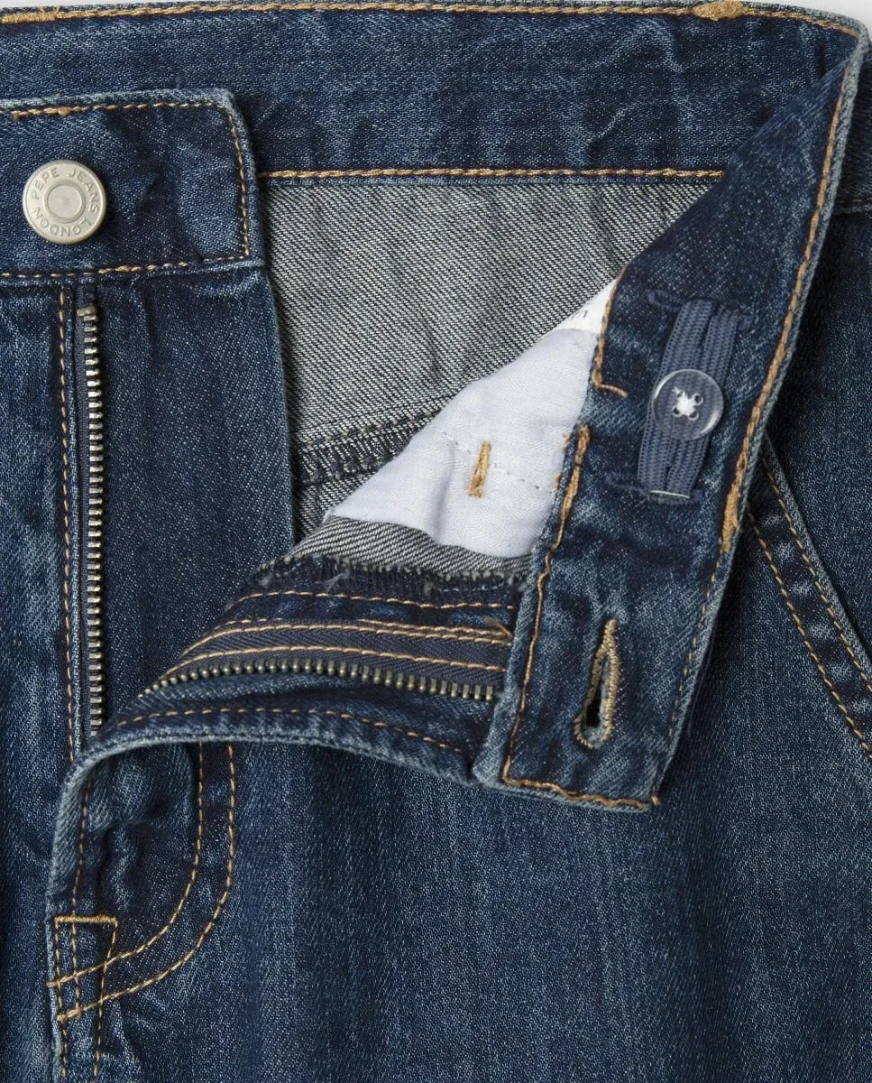 Джинсы с заплатками Loose Dan с двойными коленями для мальчика Pepe Jeans, индиго синий — фото 3