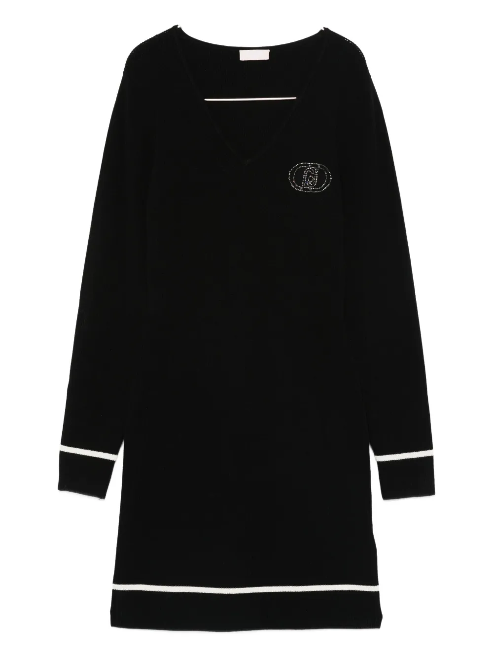 

Платье с V-образным вырезом и украшением в виде логотипа LIU JO, черный