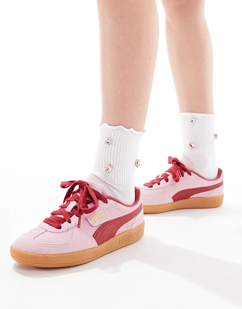 Кроссовки Palermo розового и красного цвета Puma — фото 4