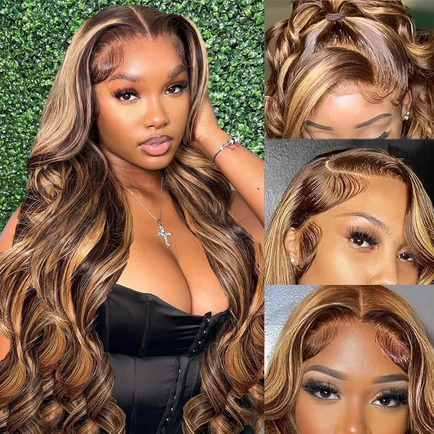 Парик из натуральных волос «Ombre Highlight» 180% плотности 32 дюйма Elee'S Hair