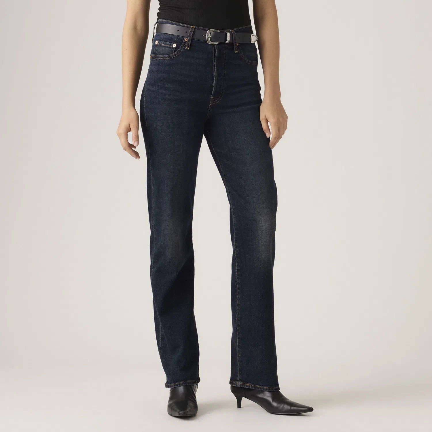 Женские джинсы Candiani Denim с ребристой отделкой, полной длины Levi's, Dark Wash — фото 2