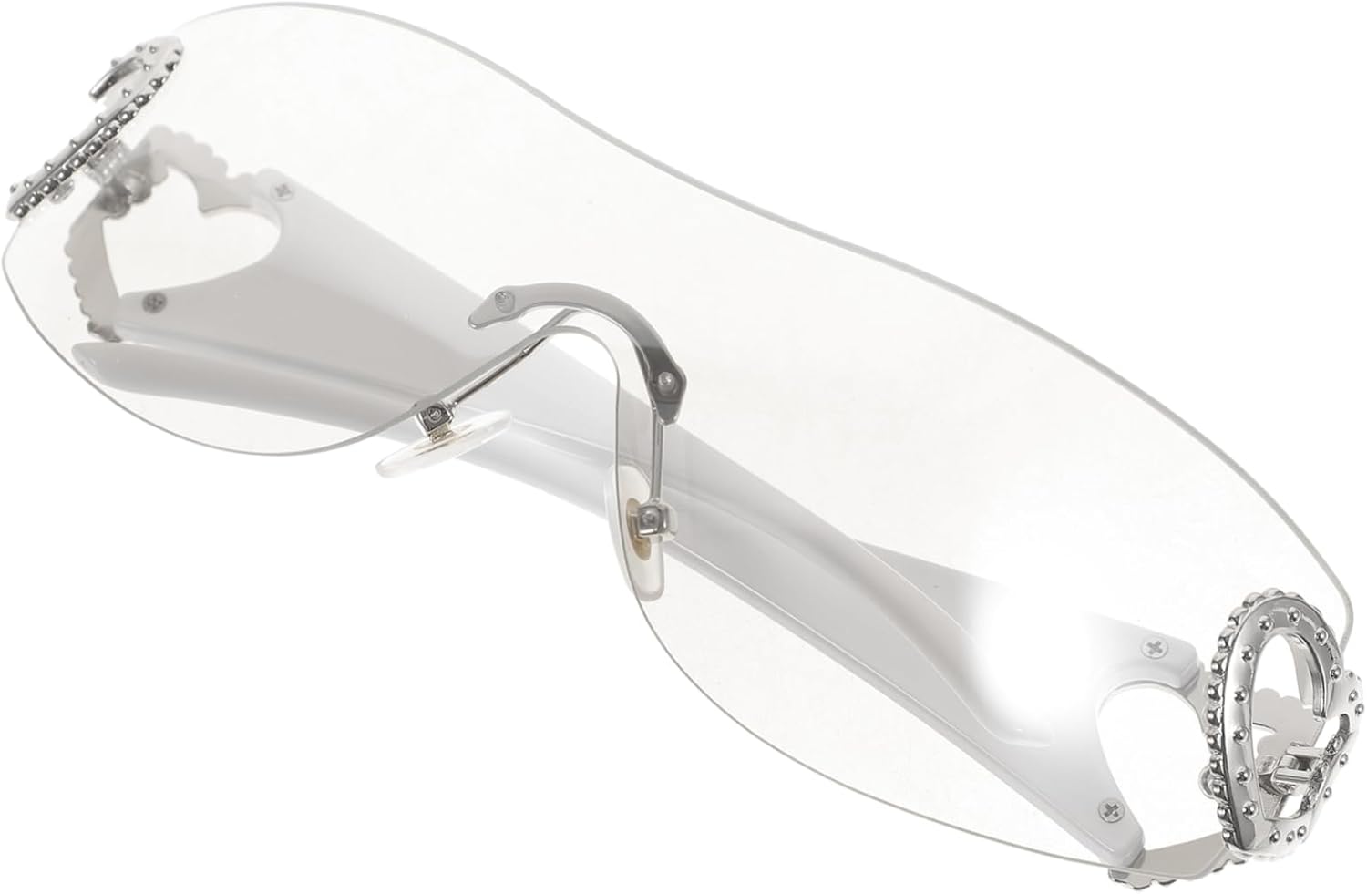 

Стильные солнцезащитные очки BESPORTBLE без оправы в форме сердца для вечеринок и мероприятий. Универсальный аксессуар для костюмированных вечеринок и мероприятий. Легкие солнцезащитные очки в форме сердца, White