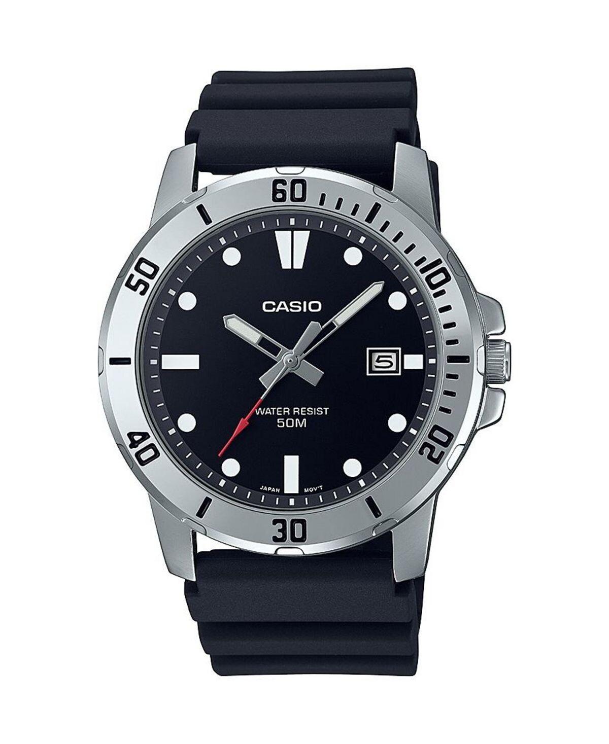 

Мужские часы из черной смолы с тремя стрелками, 45 мм, MTPVD01-1EV Casio