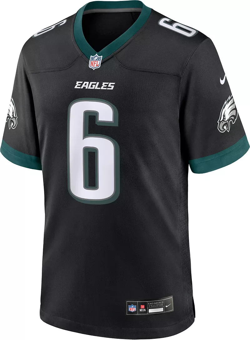 Мужская футболка Nike Philadelphia Eagles DeVonta Smith #6 альтернативного черного цвета — фото 3