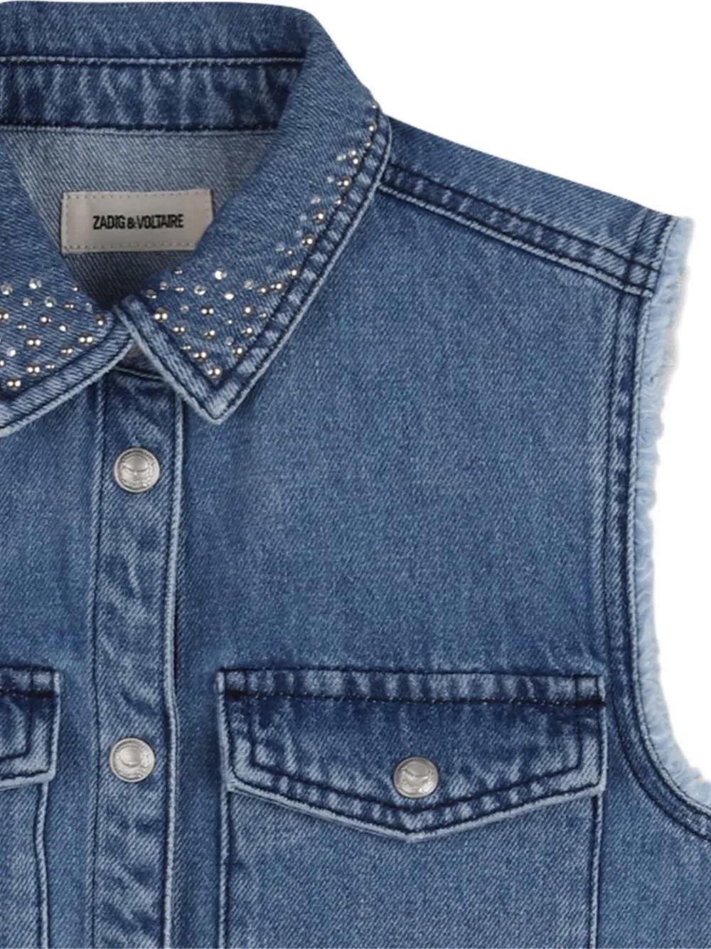 Платье с застежкой на пуговицы и украшением в виде заклепок Zadig & Voltaire Kids, синий — фото 3