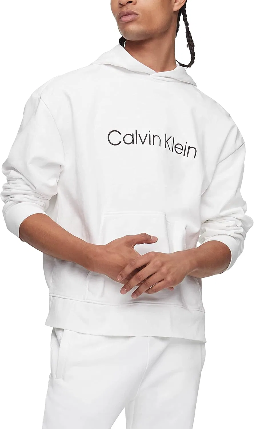Мужская толстовка Calvin Klein свободного кроя с логотипом и отделкой из французского махрового трикотажа