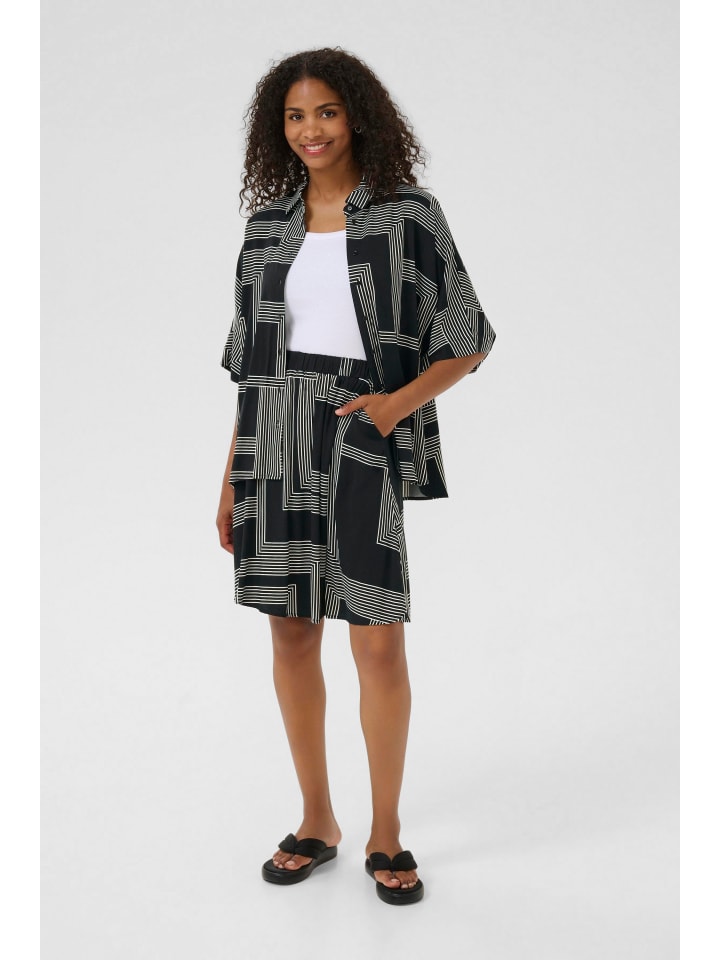 

Kaffe Юбка KAdonny А-образного силуэта, черно-бежевая с графическим рисунком