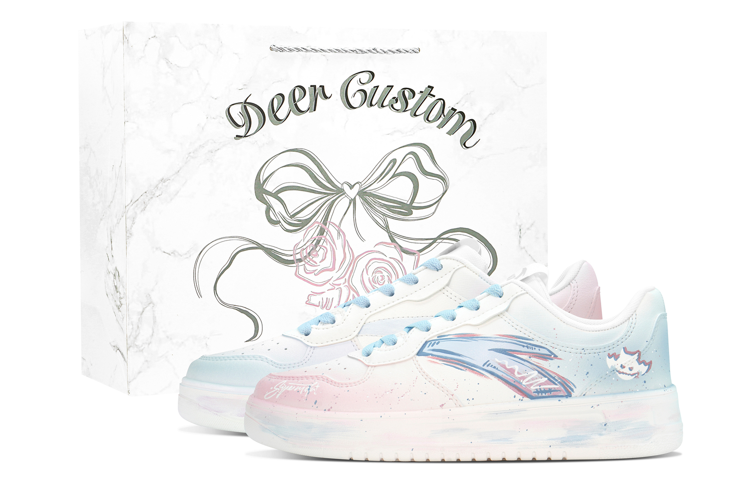 

ANTA Расслабленные устойчивые к истиранию увеличивающие рост низкие скейтерские кроссовки men's синий розный mismatched