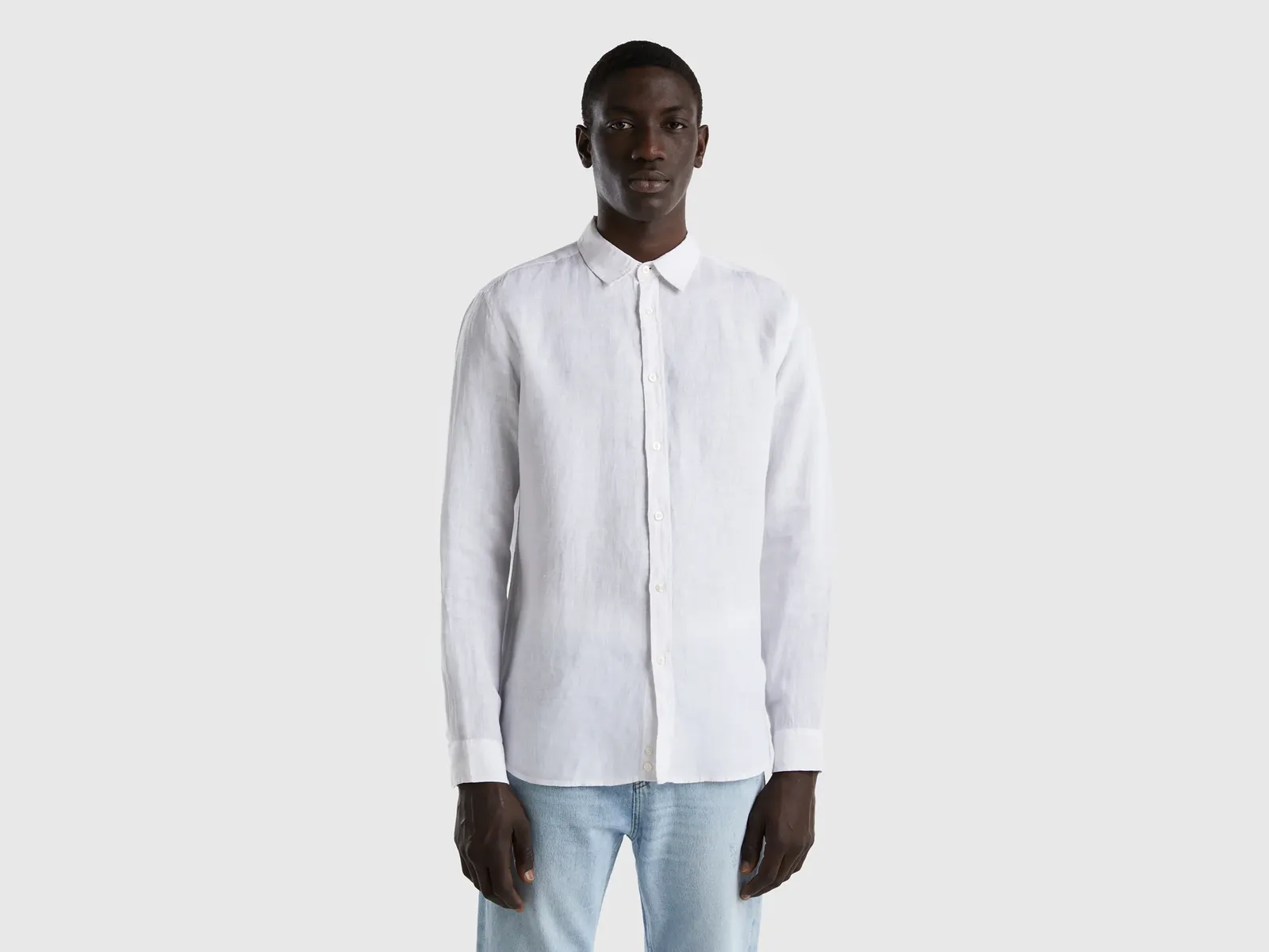 

Льняная рубашка United Colors of Benetton, белый