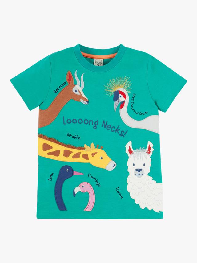 

Детская футболка Carsen с аппликацией животных из органического хлопка Frugi, Iguana/Multi