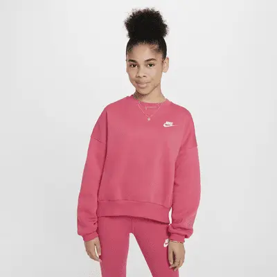 

Толстовка Nike Sportswear Club Fleece Girls' Boxy Crew-Neck Sweatshirt, цвет Aster Pink/White