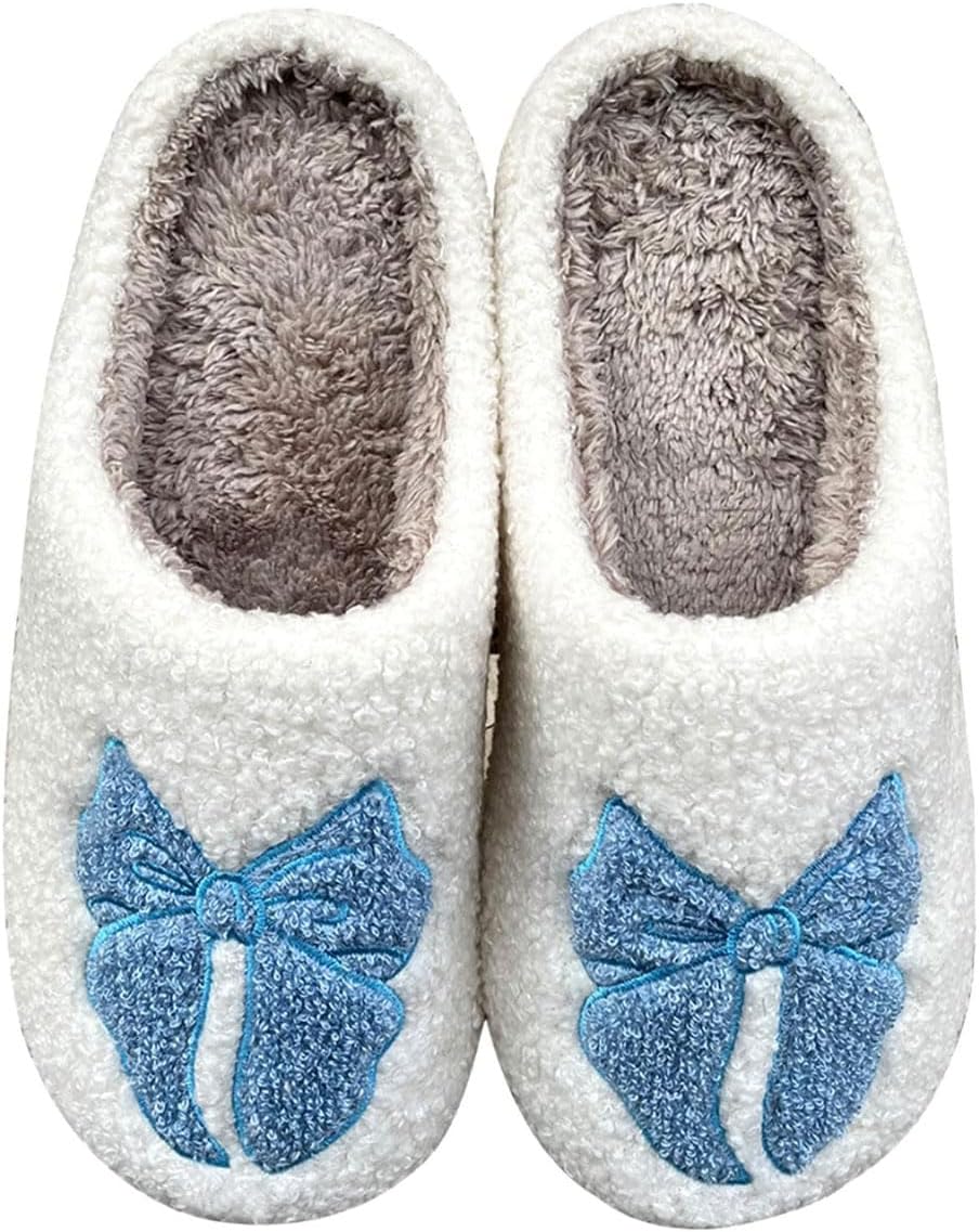 

Тапочки для женщин и мужчин теплые пушистые уютные тапочки с противоскользящей подошвой для дома и улицы Generic, голубой