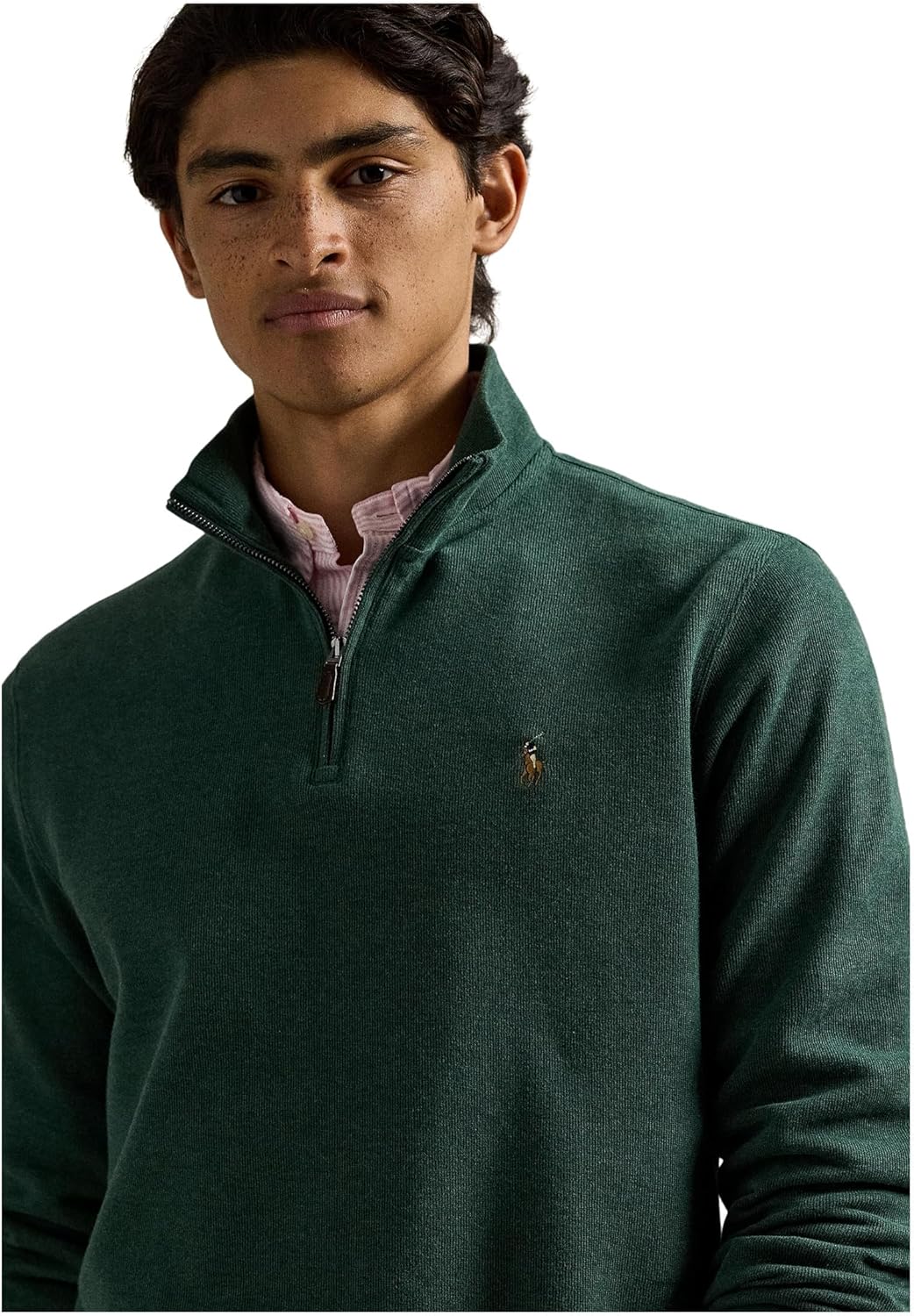 Polo Ralph Lauren мужская флисовая толстовка с длинным рукавом и молнией на четверть, Scotch Pine Heather — фото 3