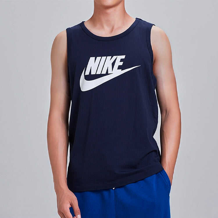 Топ Nike MENS Nike Sportswear Tank Icon Futura Basketball Waistcoat Blue Dark blue — фото 3