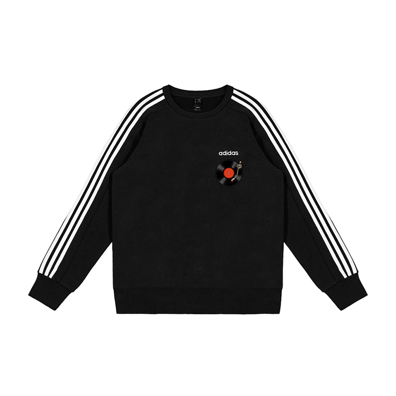 

Adidas Свитшот мужской черный с круглым вырезом, умеренно свободный, обычный крой
