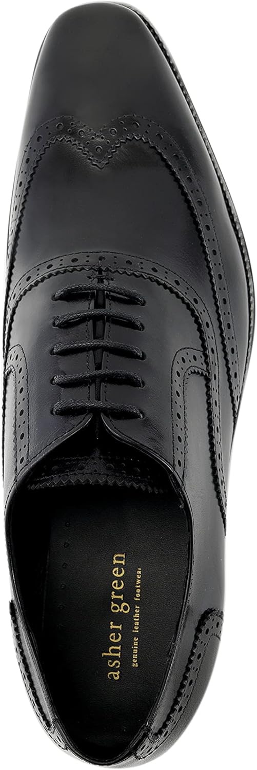 Asher Green AG100 - Мужские туфли - Настоящая телячья кожа, туфли оксфорды с крыльями - Двухцветные и многоцветные мужские туфли, черный — фото 3