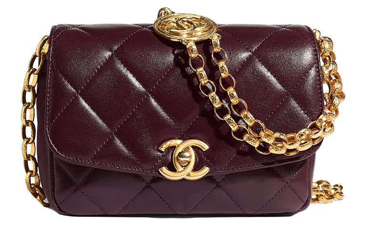 

CHANEL Женская бордовая сумка через плечо с цепочкой